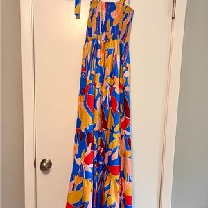 Amazon Multicolor Floral Maxi Dress - Blue, Yellow, Red, Pink